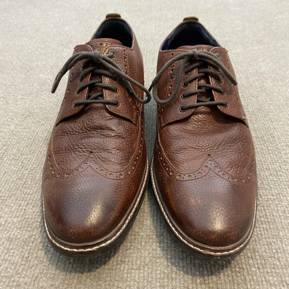 Cole Haan Grand.OS Shoes Mens Size 12 M Brown Leather Wingtip Brogue C27089‎